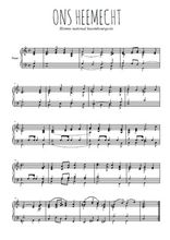 Téléchargez l'arrangement pour piano de la partition de Ons Heemecht en PDF